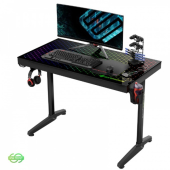 Стол для компьютера (для геймеров) EUREKA со стеклянной столешницей и RGB-подсветкой GTG-I43 Explorer edition