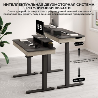 Стол для компьютера c электрической регулировкой по высоте и 2 ящиками EUREKA ERK-ED-I47-OG